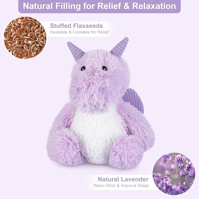 SuzziPals Heatable & Coolable Dragon Plush, Microwavable Heating Pad Stuffed Animal for Soothing & Relaxation, Dragon Gifts for Kids, Cute Plush Toys