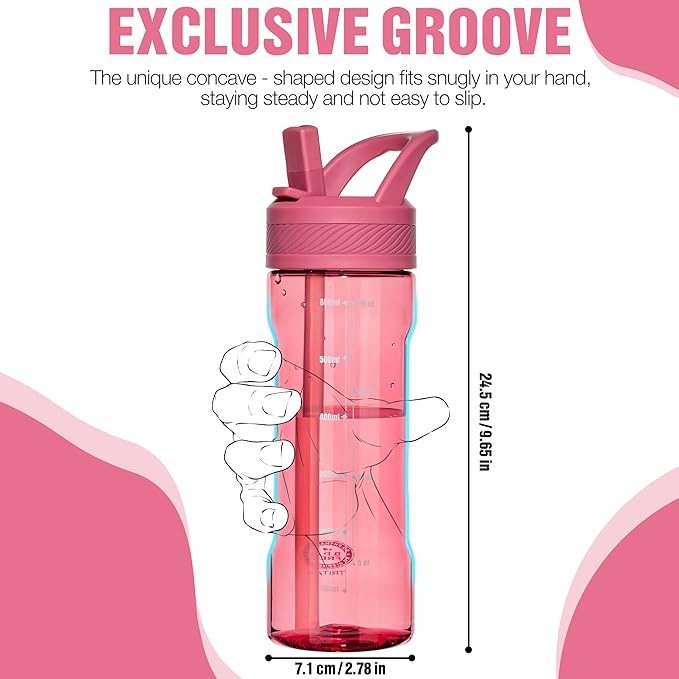 OLDLEY 20 kids Water Bottle with Straw,Tritan BPA-Free,Leak-Proof Design for Travel, Home, School, (Red)