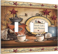 Simple Home Country Life Triple Toggle Decorator Outlet Light Switch Wall Plate Cover Kitchen Western Cabin Coffee Beans Cup Bar Clock Jumbo Decorative 3 Gang Three Device Receptacle Faceplate Cover
