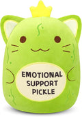 Pickle Cat Stuffed Animal - Emotional Support Pickle,Cute Emotional Support Cat Plush,Soft Green Kitten Plush Toy Pickle Gifts for Family Friends Kids Boys Girls,Room Home Decor