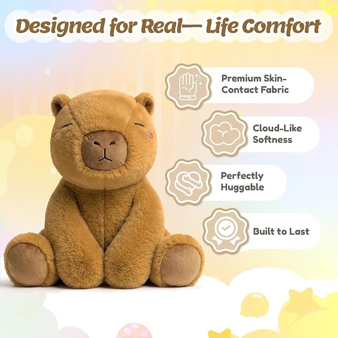 BRICHOEE 5lbs Weighted Capybara Stuffed Animals, 20'' Weighted Comfort Sensory Soothing Plush Toy, Cuddling Calming Cuddle Companion Gifts for Adults & Kids