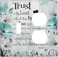 Rustic Teal Daisy Bible Verse Wooden Inspirational Quote Wallplates 1 Toggle 1 Duplex Switch Plate Electrical GFCI Faceplate Decorative Light Switch Covers for Bedroom Living Room Decor