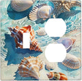 Wallplates Ocean Waves Starfish Conch Scallop Shell 1 Toggle 1 Duplex Switch Plate Electrical Gfci Faceplate Decorative Light Switch Covers For Kids Room Nursery Decor
