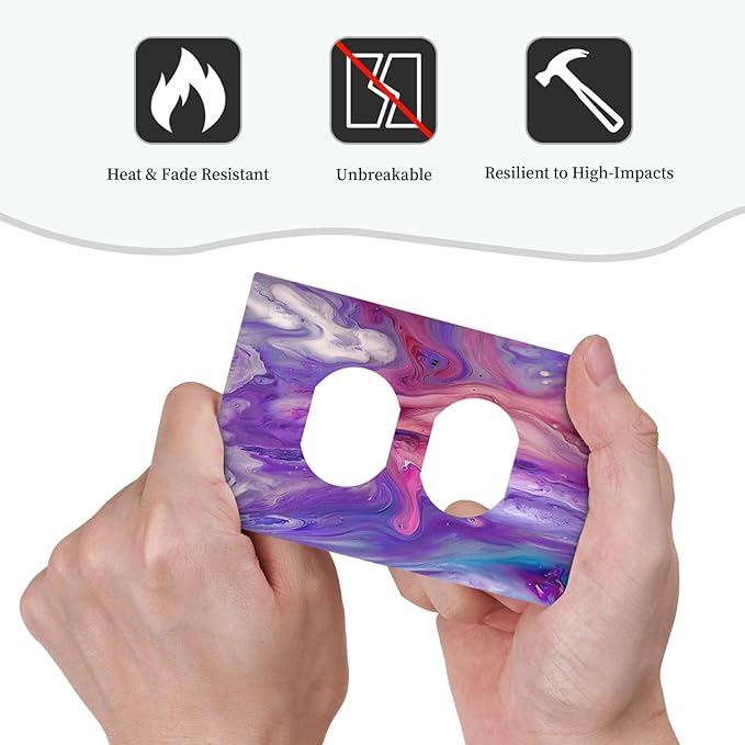 Liquid Marble Modern Abstract Texture Abstract Purple Paint Wall Art Outlet Covers 1 Gang Duplex Electrical Receptacle Faceplate Light Switch Cover Wall Plate Decorative Switch Plates for Living Room
