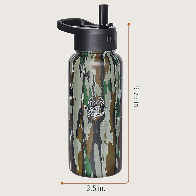 Wildkin Realtree Original 32oz Kids Water Bottle – Leakproof, Vacuum-Insulated, Durable, Easy-Clean