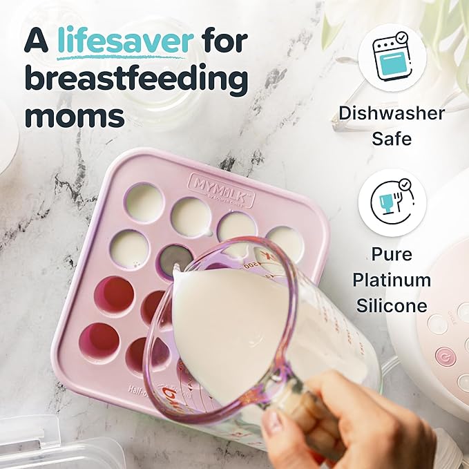 Souper Cubes MyMilk 1/2 oz. Silicone Breast Milk Freezer Trays, Each Pure Platinum Food-Grade Silicone Tray Holds 8 oz., Perfect For Purees, and More - Pink - 2-Pack