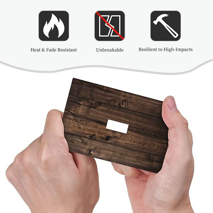 Rustic Brown Wood Plank Vintage Wooden Texture Print Decorative Light Switch Cover 1 Gang Single Toggle Device Electrical Faceplate Switchplates Decorator Outlet Wall Plate for Farmhouse Home Decor