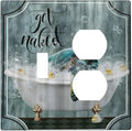 Teal Green Sea Turtle Funny Ocean Vintage Tortoise Beach Theme Wallplates 1 Toggle 1 Duplex Electrical Gfci Faceplate Decorative Light Switch Covers Switch Plate for Kids Room Bathroom Decor