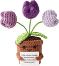 TOYMIS Positive Tulip, Soft Knitted Crochet Tulip with Encouragement Card Inspirational Positive Plant Crochet Flower Wool Doll Emotional Pot Plush Support Gifts for Men Women