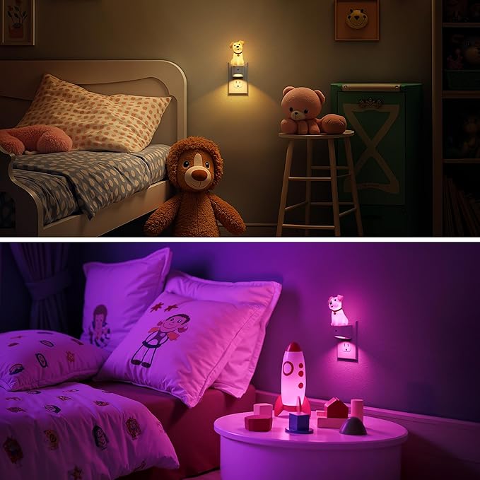L LOHAS LED Night Light for Kids,3D Cute Puppy Night Lights,Schnauzer with Dusk to Dawn Sensor, RGB+Soft White 3000K,Dog Night Light,Birthday Gift Nightlight for Kids, Room Decor,2Pack