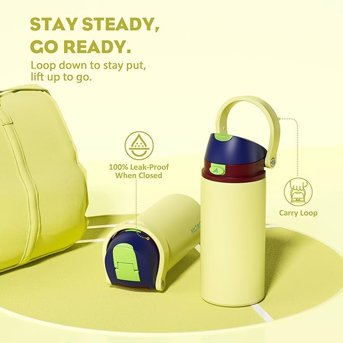 POWCAN 18 oz Insulated Stainless Steel Water Bottle: 2-in-1 Push-Button Spout & Quick-Flip Straw, Leakproof, Cold 24Hrs, Lockable, Fits Car Cup Holder, Ideal for Travel, Sports, Gift (Infinity Beam)