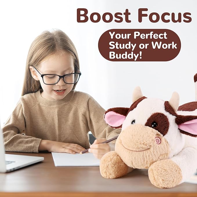 gnomantic Cow Weighted Stuffed Animals - 22 Inch 4.5 Pounds Weighted Plushies Cow Stuffed Animals - Big Plush Pillow - Cute Plush Toys Gifts for Kids & Adults (22" 4.5 lbs Brown)