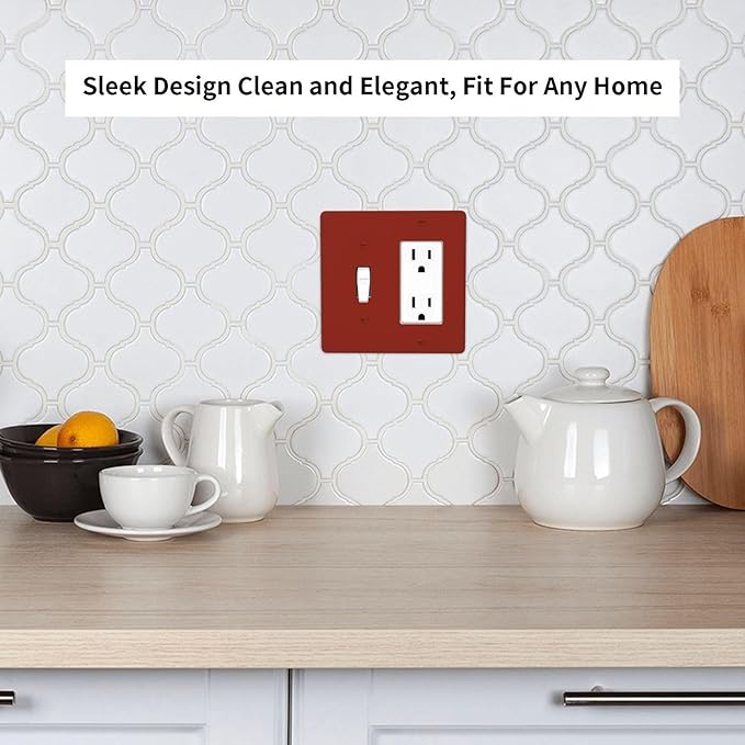 Brown 2 Gang Combination Light Switch Cover Decorative 1-Toggle 1-Decorator Wall Plate Electrical GFCI Combo Receptacle Faceplate