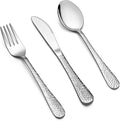 LIANYU 15-Piece Kids Utensils Silverware Set, Stainless Steel Toddler Hammered Flatware Cutlery, Children Tableware Includes Knives Forks Spoons, Dishwasher Safe