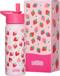 Wildkin Kids 18oz Stainless Steel Water Bottle – BPA-Free, Leakproof, Insulated, Easy-Clean - Strawberry Patch