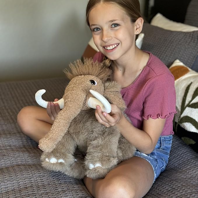 BENINY Woolly Mammoth Plush Toy, Cute Soft Elephant Stuffed Animal for Boys Girls Kids, 16" Cuddly Christmas Birthday Gift for Ancient Animal Lover