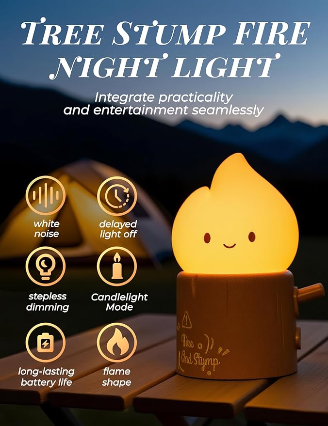 Cute Silicone Candle with White Noise - Flameless LED Candle with Timer, Flickering Candlelight & Night Light, Soothing Sound Machine for Sleep, Relaxation, Bedroom, Gifts