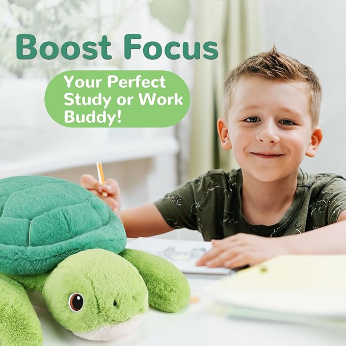 gnomantic Turtle Weighted Stuffed Animals - 22 Inch 4.5 Pounds Weighted Plushies Sea Turtle Stuffed Animal - Big Tortoise Plush Pillow - Cute Plush Toys Gifts for Kids & Adults (22" 4.5 lbs)
