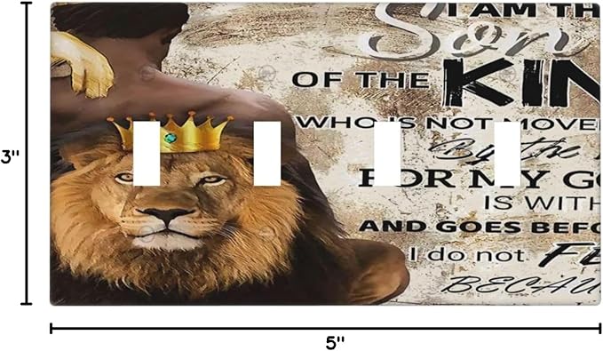 Quotes African Man Afro Lion 4 Gang Device Light Switch Cover Decorative Quad Toggle Wall Plate Decorative Electrical Faceplate for Home Bedroom Art Decorate