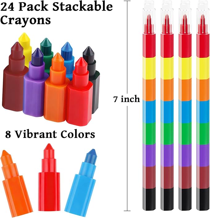 Kalysky 24 Pack Mini Coloring Books with Stackable Rainbow Crayons for Kids Ages 4-12 | Birthday Party Favors, Goodie Bag Stuffers,Classroom Prizes,Return Gift–Bulk Coloring Activity Set for Toddlers