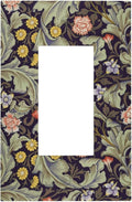 Boho William Morris Floral Green Leaves Flower Decorative Outlet Covers 1 Gang Single Rocker Light Switch Cover Plate Wall Plates GFCI Faceplate for Farmhouse Home Decor