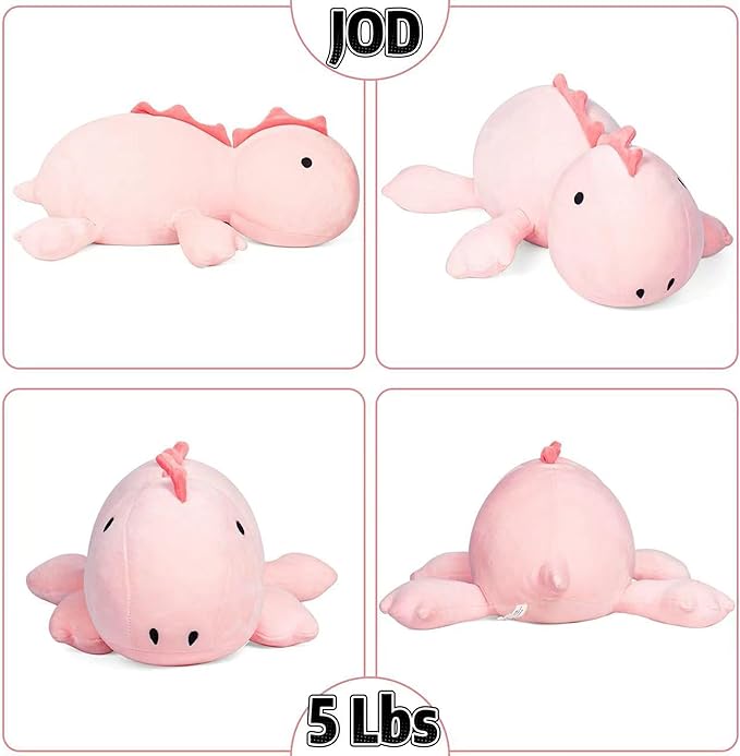 JOD® Weighted Dinosaur Stuffed Animals, Dinosaur Weighted 5 lbs, 26" Large Weighted Plush Animal, Cute Plush Toy Pillow, Soft Dino Plushie Gifts for Adults, Boys & Girls (66 CM Pink)
