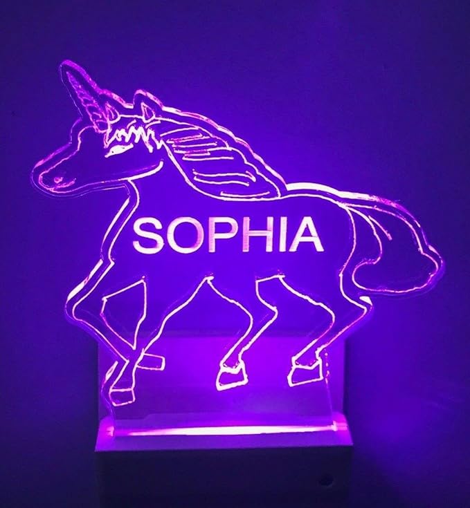 MIRROR MANIA Night Light Multi Color Personalized LED Plug-in Ultra-Slim Touch Night Light Smart Dusk to Dawn Sensor Kids Children's Bedroom Kitchen Bathroom Hallway Play Room Variations (Unicorn)