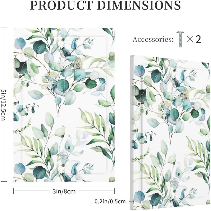 Green Olive Sage Eucalyptus Leaves 1-Gang No Device Blank Wall Plate Unused Electrical Device Receptacle Outlet Covers Decorative Light Switch Cover Switchplate