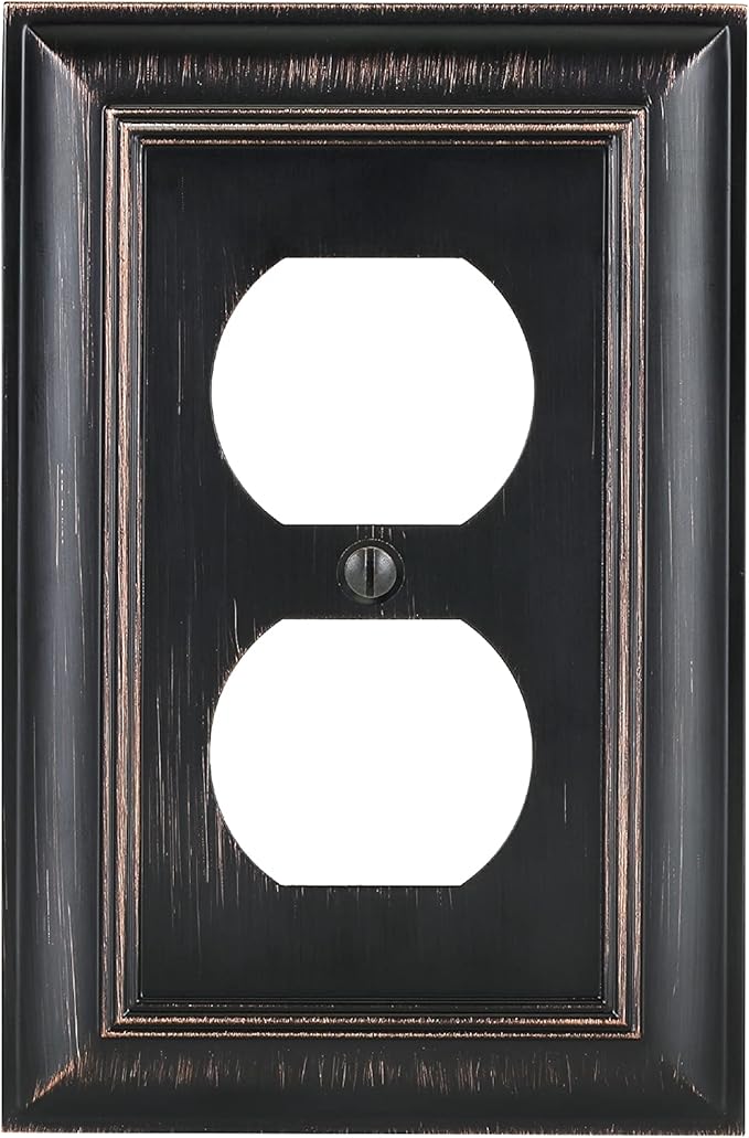 Bates Duplex Outlet Cover - Bronze, Decorative Metal Wall Plates