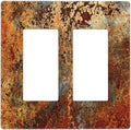 Rust Old Rusty Copper Rustic 2 Gang Double GFCI Rocker Rocker/Decorator Light Switch Cover Decorative Outlet Wall Plate Electrical Faceplate Screwless