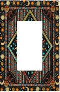 Outlet Covers Boho Burning Sun Hippie Retro Bohemian Gypsy 1 Gang Wall Plate Single Rocker Light Switch Cover Decorative GFCI Receptacle Cover Electrical Switchplate for Bathroom Home Decor
