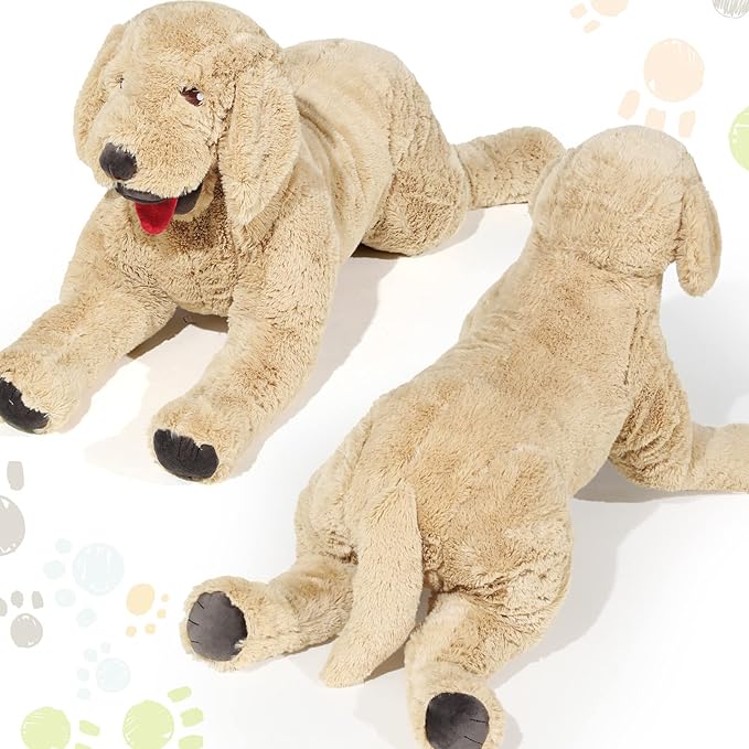 Geosar 33.5" Dog Stuffed Animals Plush, Soft Cuddly Golden Retriever Plush Toys, Large Stuffed Dog Hugging Pillow Gifts for Valentines Kids Girls Boys Birthday