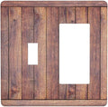 Decorative Toggle Switch Cover Plate with Wood Grain Rustic Brown Design 2-Gang 1-Gang Wall Plate Light Switch Cover Vintage Outlet Covers Kitchen/Bedroom
