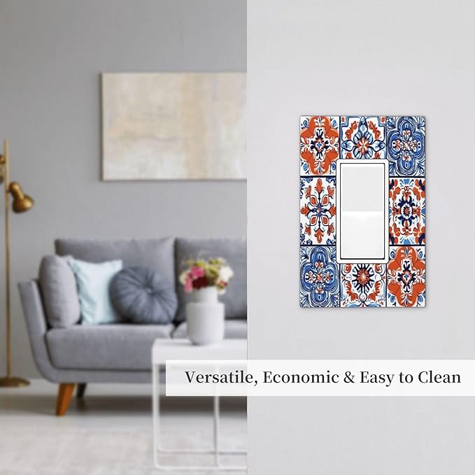Decorative Outlet Covers Colorful Talavera Mexican Tile 1 Gang Single Rocker Light Switch Cover Plate Wall Plates Gfci Faceplate For Bathroom Kitchen Decor