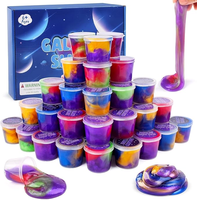 48 Pack Galaxy Slime kit for Kids, Mini Making Slime Bulk Party Favor, Slime Putty Toy for Girls and Boys for Sensory and Tactile Stimulation, Prize, Goodie Stuffers for Kids,Soft Non-Sticky