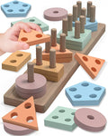 Tonberless Montessori Toys for 1 2 3 Year Old Boy Girl, Toys for Ages 2-4 Toddlers Kids Baby, 1 2 Year Old Birthday Gifts, Wooden Learning Puzzles Easter Basket Stuffers Toys for Toddlers 1-3