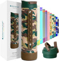 Elemental Iconic Kids Water Bottle for School - 100% Leak-Proof Insulated Water Bottles with Straw Lid & Pop-It Handle for Boys & Girls - Triple-Wall Insulated & BPA-Free, 20oz – Green Camo