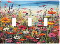 Colorful Wildflowers Painting Floral Flower Decorative Switch Plates 3 Gang Wall Plate Triple Toggle Light Switch Cover Faceplate Electrical Wall Panels for Bedroom Living Room Decor