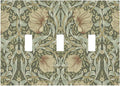 William Morris Pimpernel Flowers 3 Gang Light Switch Cover Vintage Floral Green Botanical Triple Toggle Wall Plate Decorative Electrical Switchplates for Country Bedroom Kitchen Home Decor