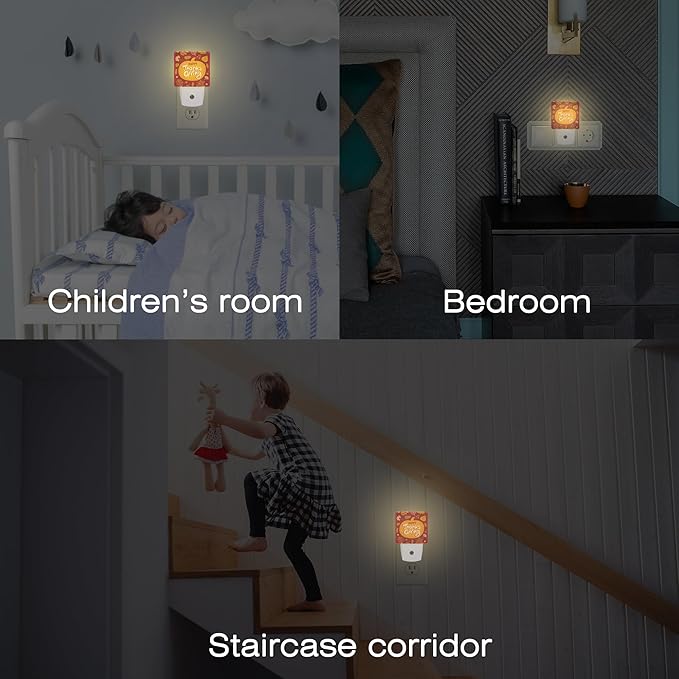 Happy Thanksgiving Night Light for Kids,Autumn Fall Orange Pumpkin Maple Leaf Night Light Plug in with Dusk to Dawn Sensor,0.5w Energy Saving Nightlight for Hallway Stairway Kitchen Bedroom