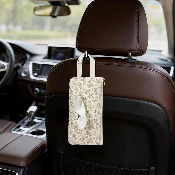 Quilted Baby Wipe Holder Quilted Wipe Pouch Portable Hanging Floral Wet Wipes Bag for Car, Stroller