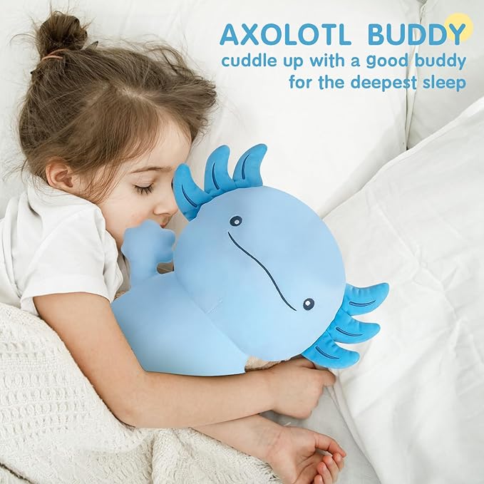 Dalmao 36 inch Cute Giant Blue Axolotl Plush Soft Body Pillow, Large Axolotl Stuffed Animals Toy, Squishy Plushies Gifts for Kids Boys Girls Birthday, Valentine's