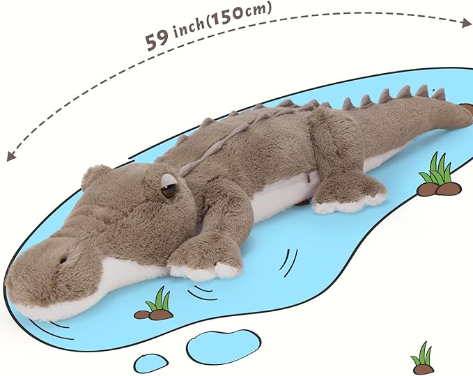 MorisMos 59inch Giant Alligator Stuffed Animal, Large Alligator Plush Toy, Big Stuffed Crocodile Gifts Kids Boys Girls