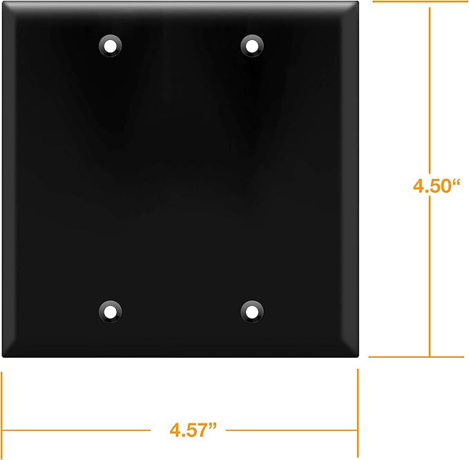 ENERLITES Double Blank Device Wall Plate, Gloss Finish, Standard Size 2-Gang 4.50" x 4.57", Polycarbonate Thermoplastic, 8802-BK, Black