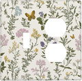 Wallplates Vintage Colorful Flowers Butterfly Floral 1 Toggle 1 Duplex Switch Plate Electrical Gfci Faceplate Decorative Light Switch Covers For Bed Room Living Room Decor