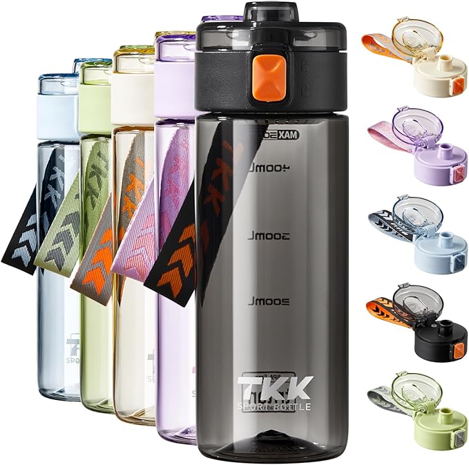 TKK Sports Water Bottle, 17oz Tritan Kid Jug with Leak Proof Lid & Handle Strap & Built-In Infuser - BPA-Free, Easy-Clean Design for Gym, Office & Outdoor Travel, Black