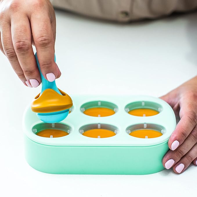 Boon PULP Silicone Feeder Freezer Tray — Includes Silicone Tray and Lid with 2 PULP Silicone Baby Food Feeders — Baby Food Storage
