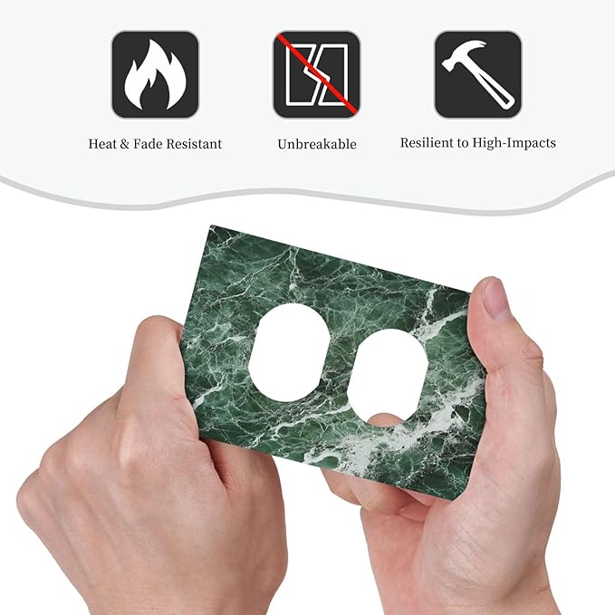 Outlet Covers Forest Marble Dark Green With White Vein 1 Gang Duplex Light Switch Cover Decorative Switch Plates Electrical Receptacle Faceplate Wall Plate For Bathroom Kitchen Decor
