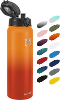 Fanhaw 32 oz Insulated Stainless Steel Water Bottle with Anti-Dust Chug Lid, Leakproof Vacuum Sports Bottle for Men & Women (Yellow Orange)