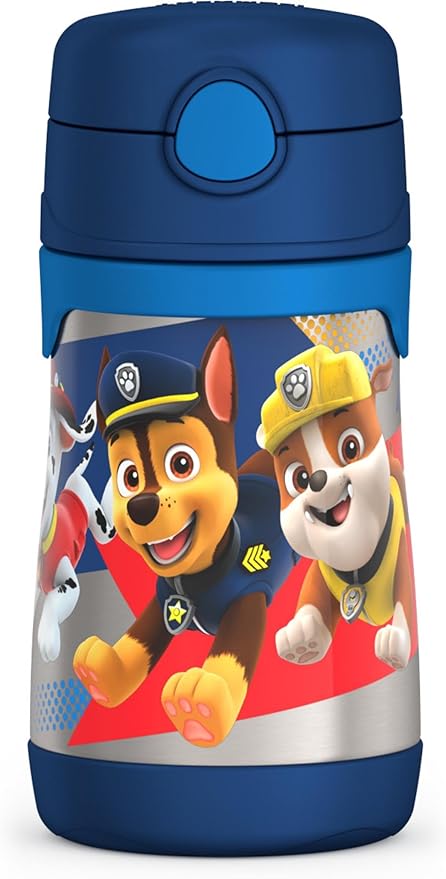 THERMOS Vacuum Insulated Stainless Steel 10oz Straw Bottle, PAW PATROL BOY (Pack of 3)
